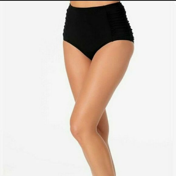 Anne Cole Convertible High Waist Shirred Swim Bottoms Sz Lg - Picture 2 of 12